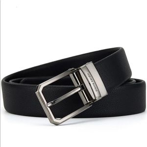 Pierre Cardin Men’s Black Leather Belt with two different buckles